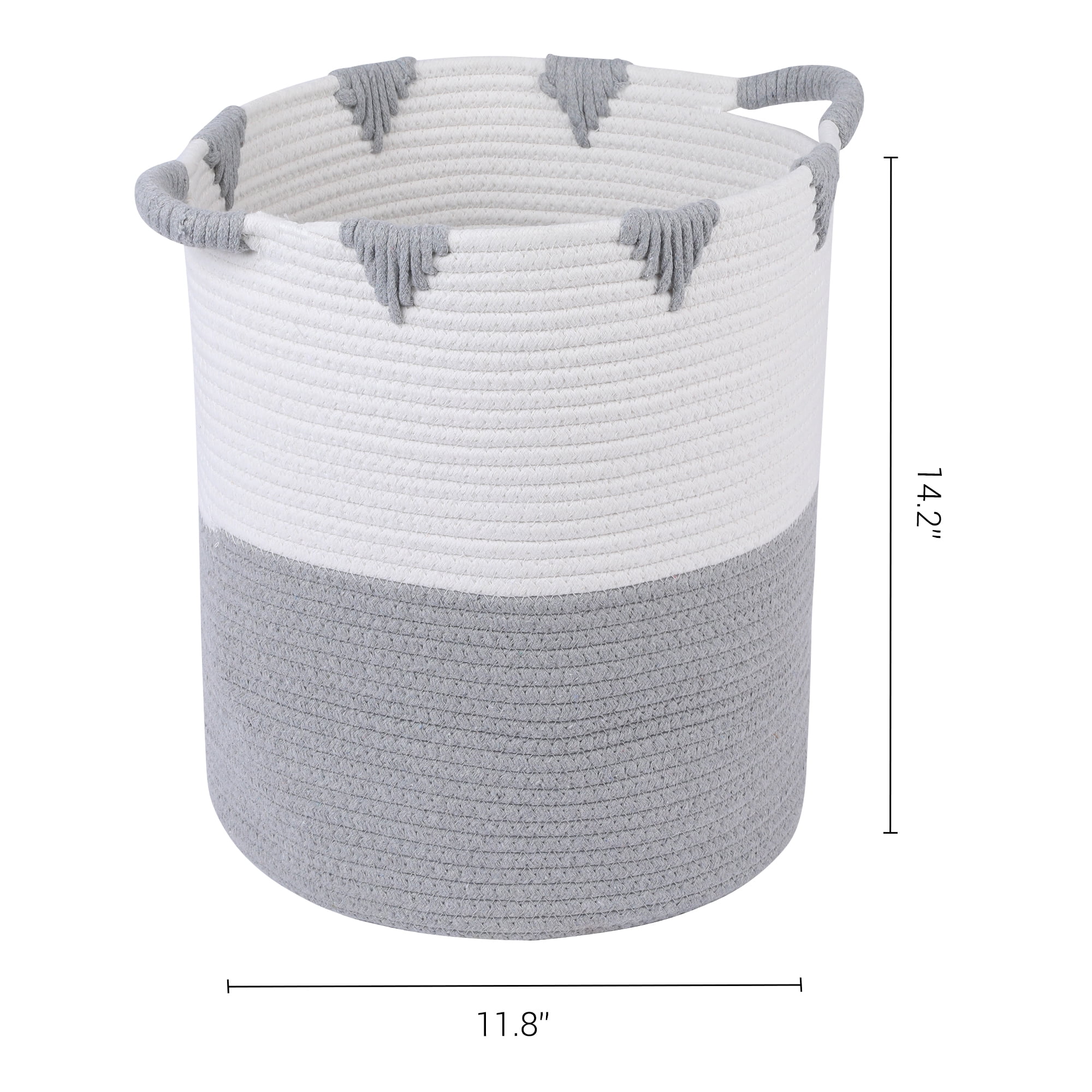 Unique Bargains Woven Storage Basket for Clothes Organizer Bin Gray/White 11.8*14.2in