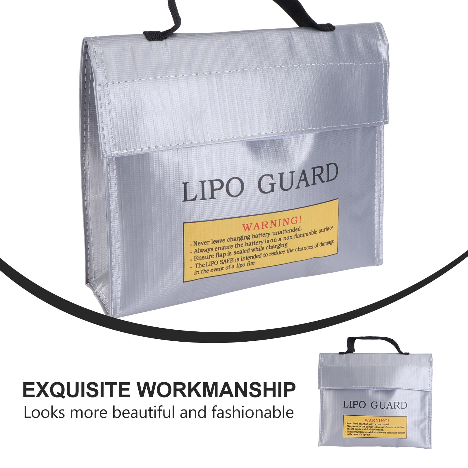 Heat-Resistant Battery Pouch Fireproof Battery Bag Protective Bag (Silver)