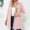 thumbnail image 4 of Womens Long Raincoat Ligtweight Rain Jacket Water Proof Outdoor Jackets with Hood Fall Windbreaker Long Sleeved Hooded Jacket Tops S-171 Pink-a 3XL, 4 of 8