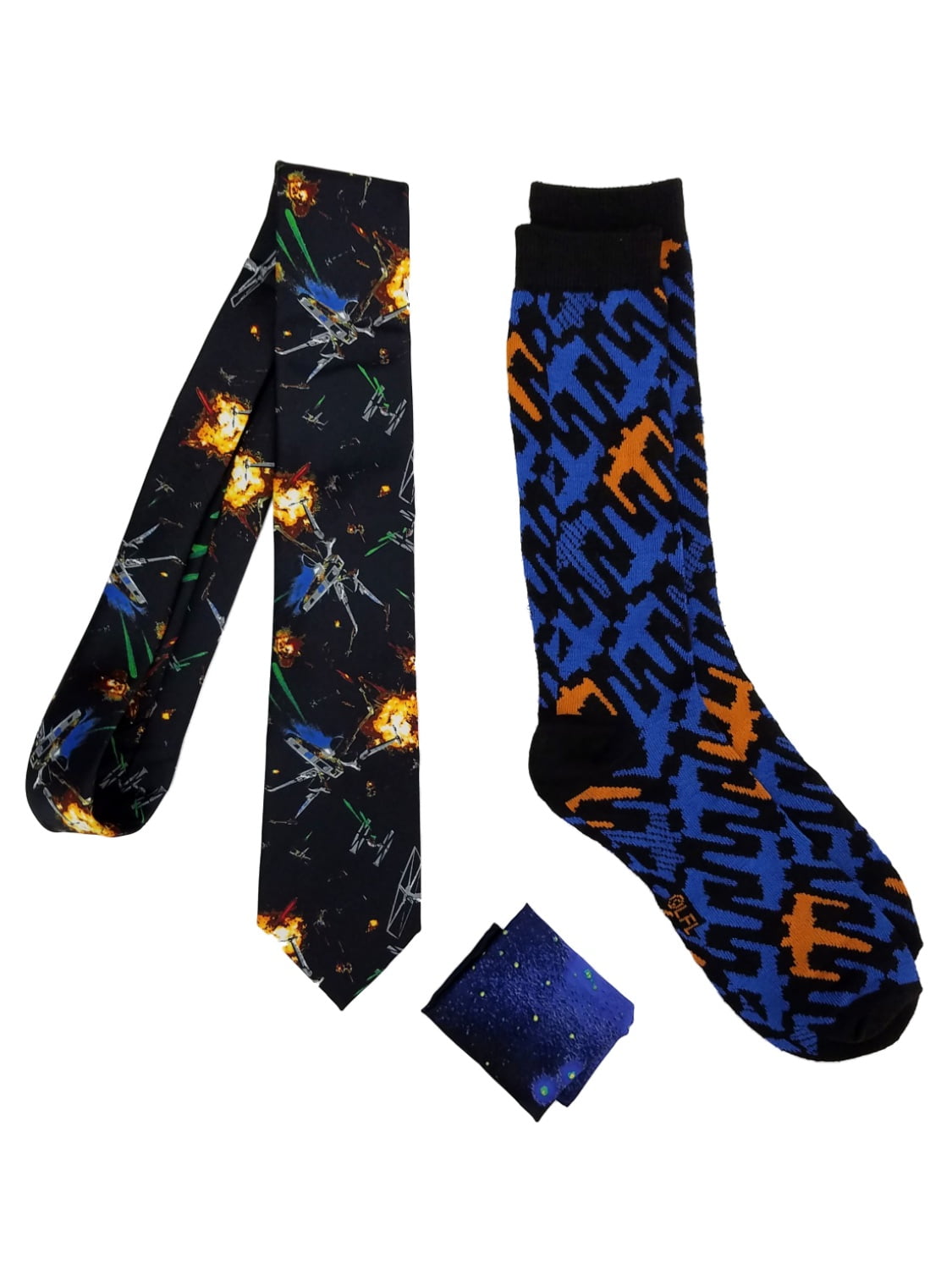 Star Wars XWing Tie Fighter Mens 3Piece Crew Sock Handkerchief & Tie