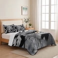 thumbnail image 5 of Quilts Queen Size Bedding Set, Black Crow Birds Lightweight Quilted Comforter, Abstract Spooky Grey Sky Wings Soft Reversible Bedspread Coverlet with Pillow Covers for All Season, 90" x 96", 5 of 9