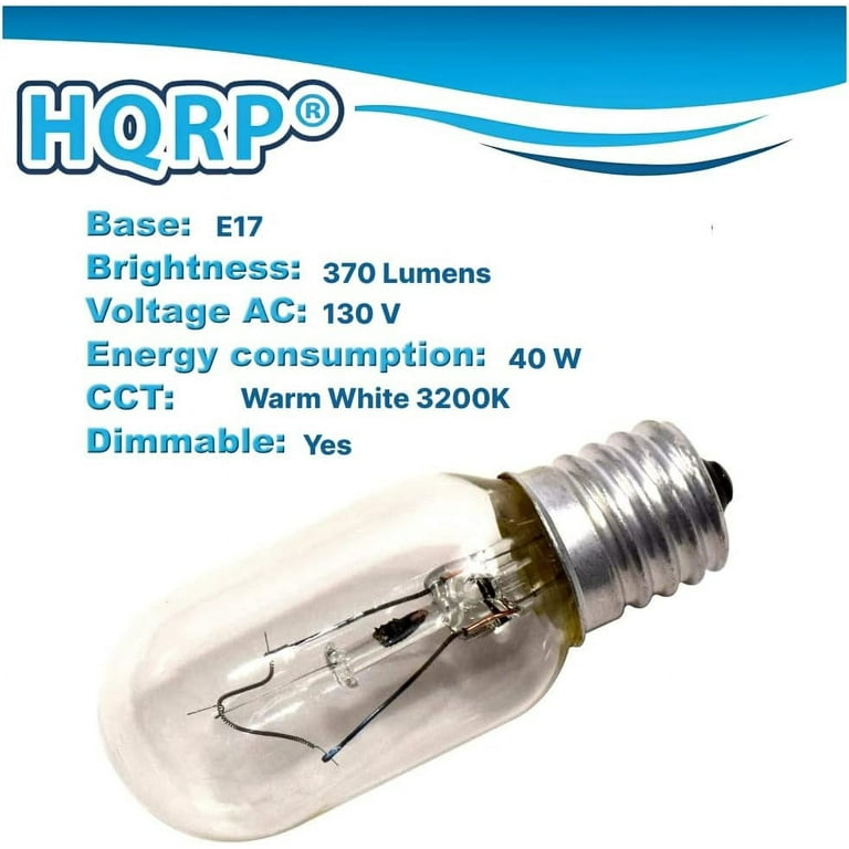 HQRP 4-Pack 40-Watt T8 Intermediate (E17) Base Incandescent Light Bulbs  compatible with Appliance Microwave Oven Refrigerator Kitchen Vent Hood  Range Hood Lights 