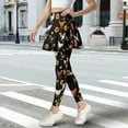 thumbnail image 3 of COEQINE Women Elastic Yoga Skirted Legging for Women with Pockets Chicken Sunflower Floral Black Print High Waist Tennis Skirts with Leggings Golf Pickleball Skort Pants, 2XL, 3 of 7
