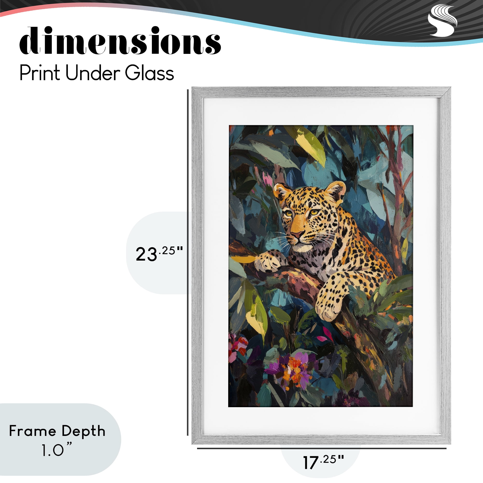 Stupell Industries One The Wild Side Leopard Gray Framed Print Under Glass, design by Petal Prints Design