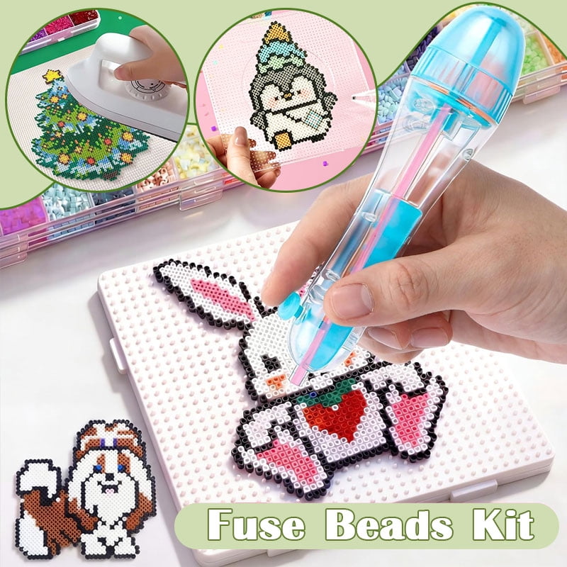 Complete DIY Fuse Beads Craft Kit – 72 Colors, Perler Bead Pen, Deluxe Tool Set, 4000 Black and White Beads