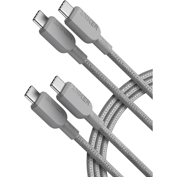 Anker USB C to USB C Cable (2Pack, 6FT),240W Type-C Fast Charging Cord (Grey)