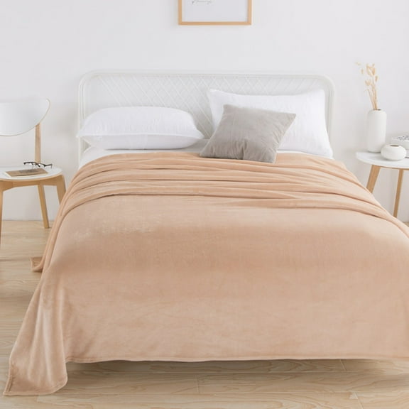 HBBKVI Luxury Flannel Throw Blanket 39" × 59", Khaki Throw Blanket for Chair Couch Sofa, Plush Soft Cozy Throws
