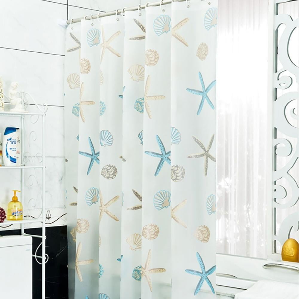 Ocean Sea Life Bathroom Shower Curtain Waterproof With 12PC Hooks Ring 180X180cm 