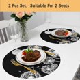 thumbnail image 5 of White Dandelion Round 15 Inch Placemats Set of 2, Spring Flowers Botanical Vintage Black HeatResistant Non Slip Place Mats for Dining Table, Wipeable Braided Kitchen Table Mats for Housewarming, 5 of 9