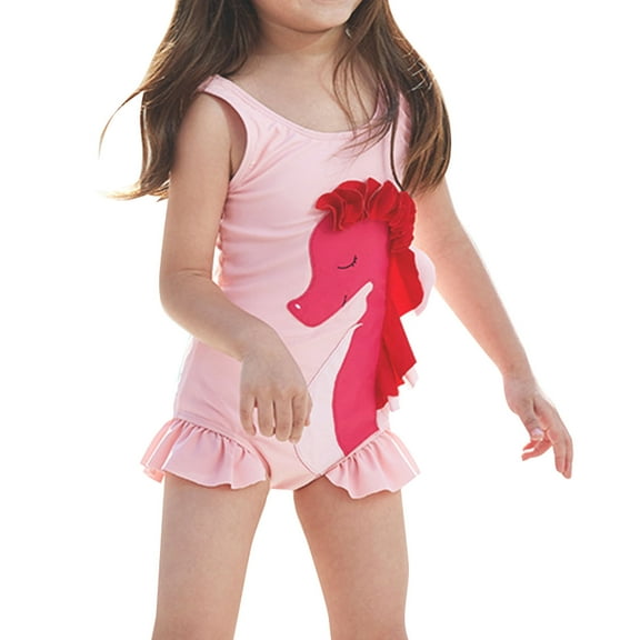 Vedolay Girl Swimsuits Girl Cute Fish Scale Print One Piece Bathing Suit Cutout Back Scoop Neck Swimsuit,Pink M