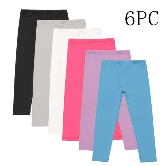 lmcalzta 6 Pack Toddler Girls Leggings Fleece Lined Cotton Soft Winter Thermal Base Layer Bottom Pants 3-12 Years
