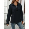 thumbnail image 4 of jinghuiyue Women Polo Shirts Long Sleeve Collared Button down Shirt V Neck Business Casual Pullover Tops M, 4 of 6
