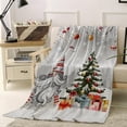 thumbnail image 2 of Christmas Gnome Throw Blankets, Winter Merry Christmas Tree Balls Soft Fleece Blanket Decorative for Home Sofa Couch Chair Living Bedroom,60x80 Inches, Grey, 2 of 6