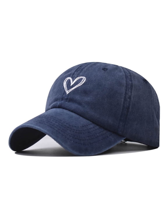 Classic Structured Baseball Cap Adjustable Snapback Ball Caps for Heart Print Embroidery Running Workouts Outdoor Washed Golf Dad Hat Adjustable Cap Sun Washable Beach Outdoors Visors Navy