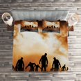 thumbnail image 2 of Ambesonne Halloween Quilted Coverlet 3 Pcs, Zombies Misty, King Size, Orange Black, 2 of 2