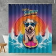 thumbnail image 2 of Retro Surfing Soft Coated Wheaten Terrier in Cool Sunglasses Hello Summer Waves Shower Curtain Wheatie Dog Lover Waterproof Bathroom Bathtub Curtain - 10001, 2 of 5