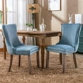 thumbnail image 2 of Velvet Upholstered Dining Chairs Set of 4, Wingback Kitchen Room Accent Chairs with Solid Wood Leg, Dinner Chairs with Nailhead Trim & Button Tufted Back, 2 of 7