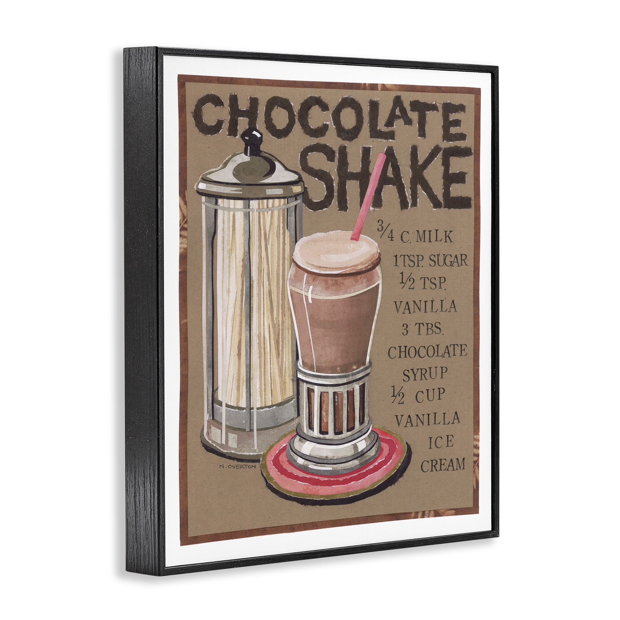 Stupell Industries Chocolate Shake Recipe Food & Beverage Painting Black Framed Art Print Wall Art, 24 x 30