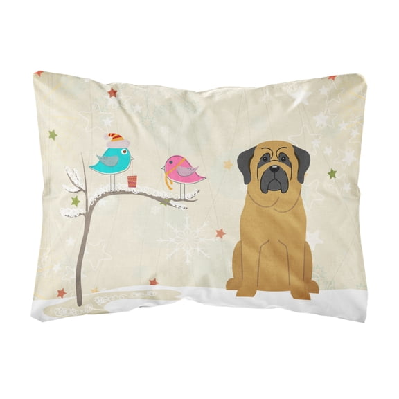 Carolines Treasures BB2490PW1216 Christmas Presents between Friends Mastiff Canvas Fabric Decorative Pillow, 12H x16W,
