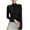 Black, variant on Women's Half High Neck Long Sleeve T-Shirt Thermal Undershirt Stretch Fitted Layering Base Layer Top