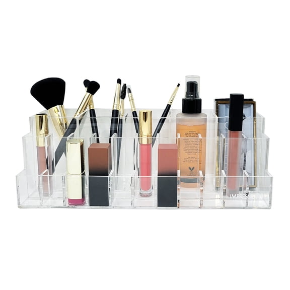Impressions Vanity Acrylic Brush and Lipstick Transparent Organizer Tray for  Makeup Accessories