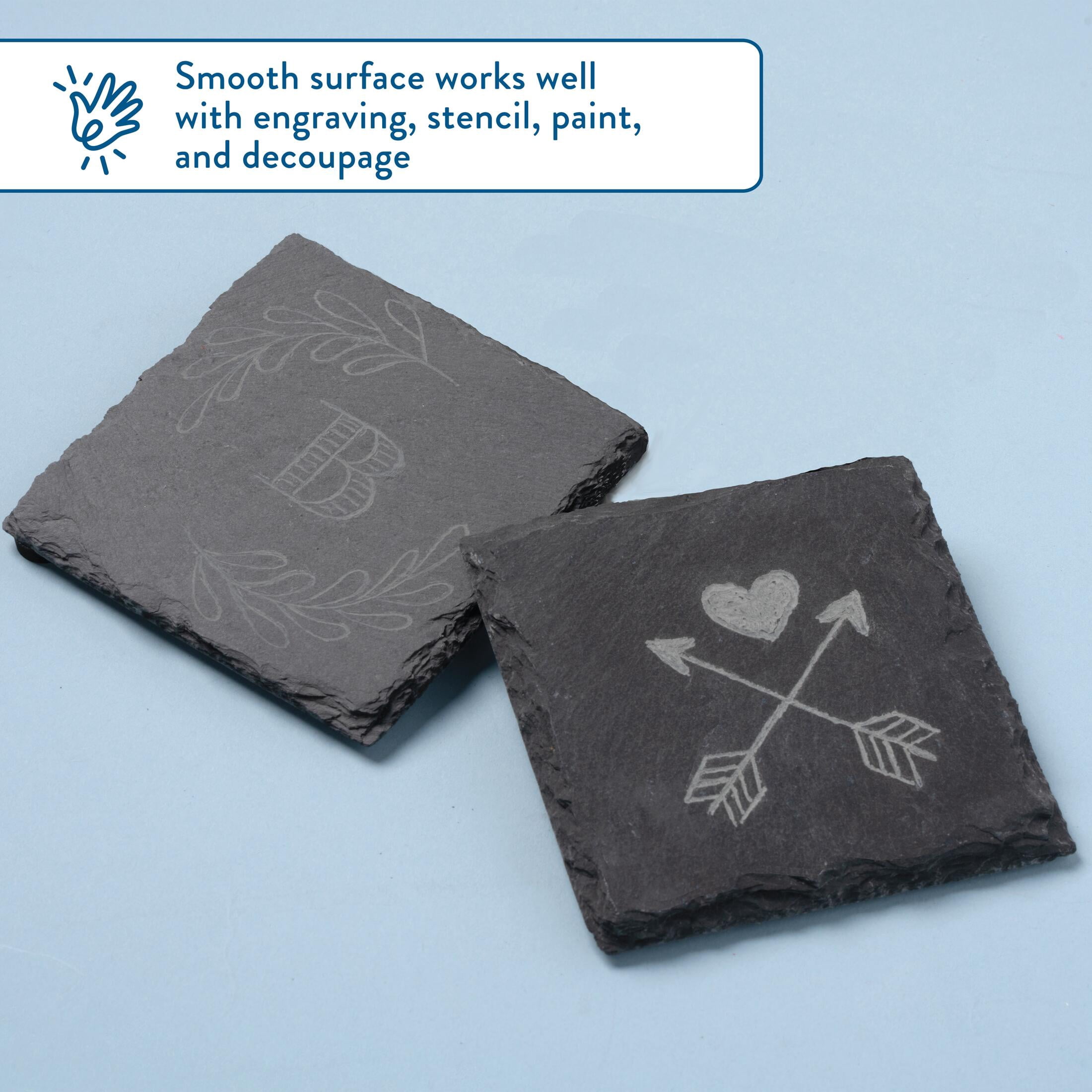 Hello Hobby Square Slate Coaster Set, 2 Pieces, 4 in x 4 in