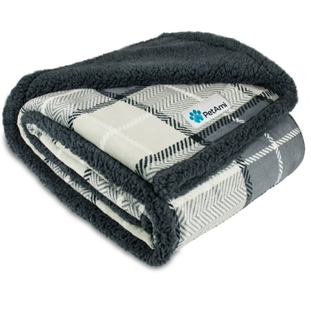 UPC: 0619775267008 | PetAmi WATERPROOF Dog Blanket For Bed  XL Dog Pet Blanket Couch Cover Protection  Sherpa Fleece Leakproof Bed Blanket for Crate Kennel Sofa Furniture Protector  Reversible Soft 80×60 Plaid Charcoal