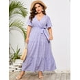 thumbnail image 4 of Plus Size Wedding Guest Maxi Dresses for Curvy Women, Summer Casual Floral Long Party Sundress with 3/4 Sleeve, 4 of 8