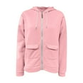 thumbnail image 5 of Women's Full Zip Hooded Sweatshirt with Drawstring, Soft Cotton Blend Casual Pullover with Front Pockets, Oversized Streetwear Jacket for Autumn Winter, Lounge Wear and Daily Activities Pink L, 5 of 7