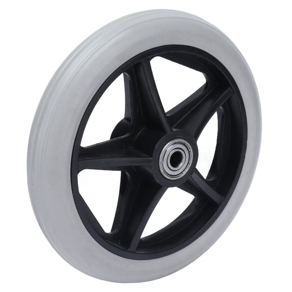 YAHHU 6‑Inch PU Wheelchair & Rollator Caster Hub, 5‑Hole, 608ZZ Metal Bearing, Gray, Solid Construction