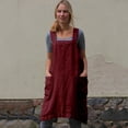 thumbnail image 2 of Tablier Croisé Carré en Coton et Lin pour Femmes, Robe de Travail de Jardin, 2 of 2