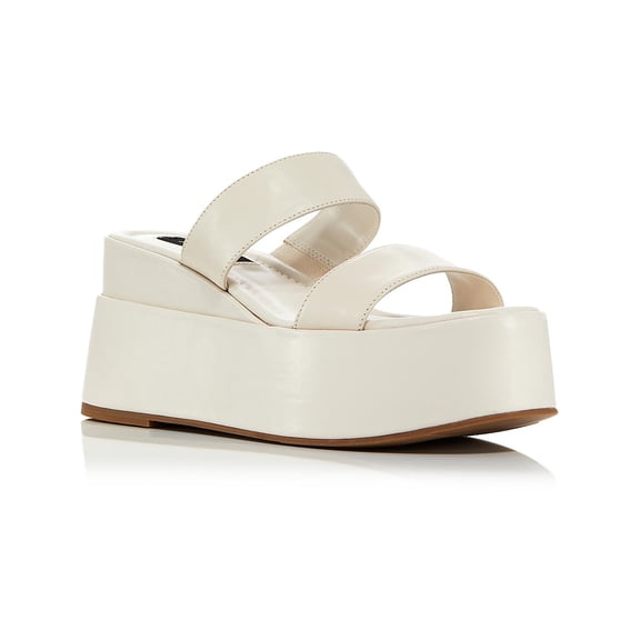 Aqua Womens Maxy Leather Slip On Flatform Sandals