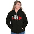 thumbnail image 3 of Canada Strong And Free Maple Leaf Unisex Fleece Graphic Zip Up Hoodie Brisco Brands 3X, 3 of 5