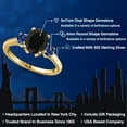 thumbnail image 2 of Gem Stone King 18K Yellow Gold Plated Silver Black Onyx and Blue Created Sapphire Engagement Ring for Women | 2.50 Cttw | Oval 9X7MM | Gemstone December Birthstone | Size 7, 2 of 6