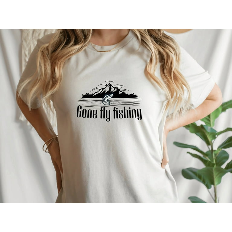 Fly Fishing Shirt, Fly Fishing Gifts for Men, Fly Fishing T-Shirt, Fishing T-Shirt, Gone Fly Fishing, Angler Shirt, Men's, Size: 2XL, Pink