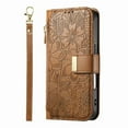 thumbnail image 2 of For Motorola Moto Edge 60 5G Wallet Case with Card,PU Leather Phone Case Flip Protective Cover Wrist Strap Zipper Credit Card Slots Magnetic Snap Protective Cover,Brown, 2 of 7