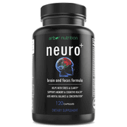 Arbor Nutrition Neuro Plus Memory and Focus Formula - Boost focus, Improve brain health, energy & mood booster for men and women.  DHA, DMAE, L glutamine, folic acid, vitamin d supplement .120 Caps