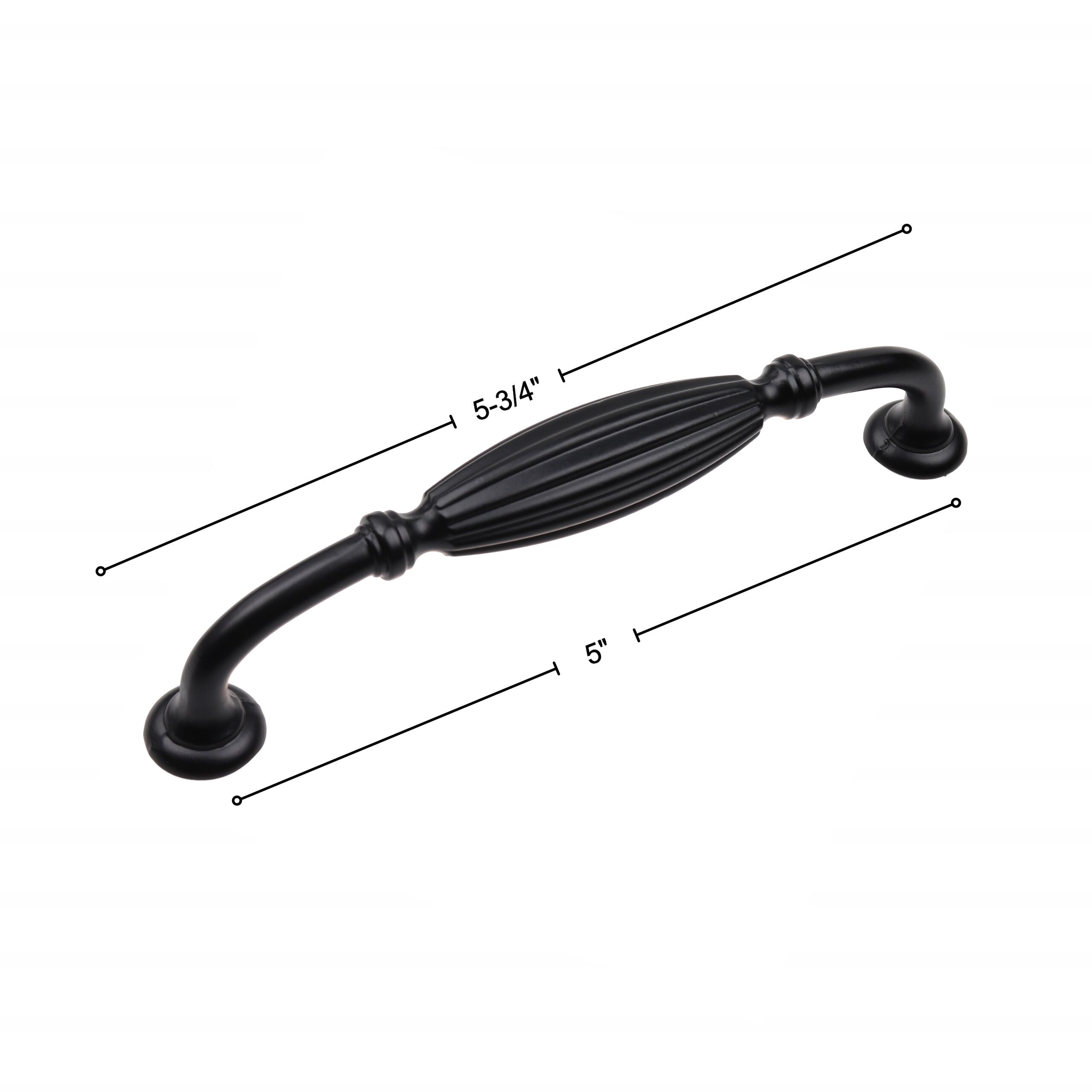 GlideRite 5 in. Center Fluted Cabinet Pulls, Matte Black, Pack of 10