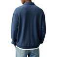 thumbnail image 4 of GrmtClth Men's Sweatshirt Collared Button Lapel Long Sleeve Solid Polo Pullover Fall Winter Cozy Loose Fit Daily Casual Outfit Navy 2XL, 4 of 4