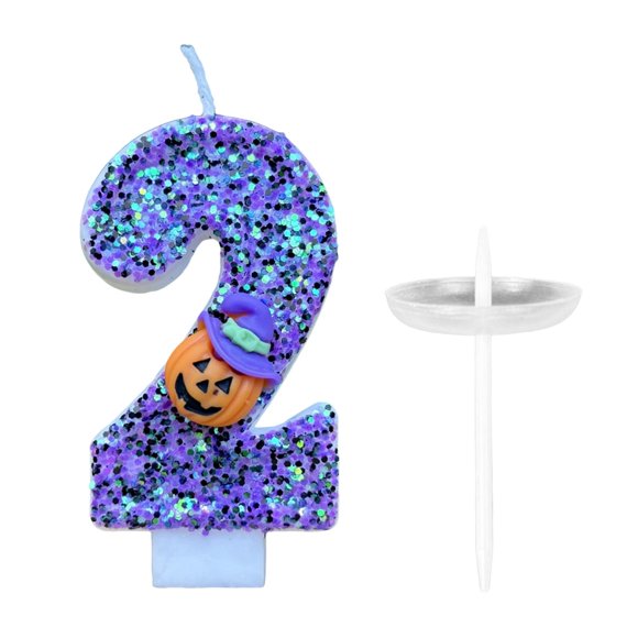 Binwennn Candle Making Pot Cool Girl Birthday Candle Pumpkin Head Digital Candle Cake Decoration 3D Blue Flash Digital Cupcake Topper Decoration Candle Cake Topper Celebration Supplies