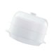 thumbnail image 5 of Vaporera redonda para microondas, tapa transparente, utensilios, recipiente apilable para alimentos doble capa blanca, 5 of 9