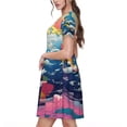 thumbnail image 2 of Honeii Colorful Whimsical Earth Print Women’s Short Sleeve Dress, Comfortable Casual Dress, Soft Polyester Spandex Blend, Stylish Everyday Wear for Summer, Perfect for Travel and Vacation, 2 of 6