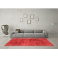 thumbnail image 3 of Ahgly Company Machine Washable Indoor Square Abstract Red Modern Area Rugs, 4' Square, 3 of 4