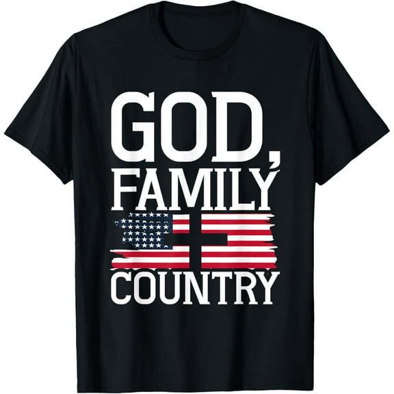 God Family Country US Flag Christian American Prayer T-Shirt