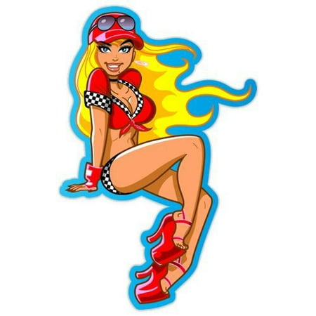 Sexy Chick Sticker - Sexy Racing Chick - Vinyl Sticker Waterproof Decal Sticker 5