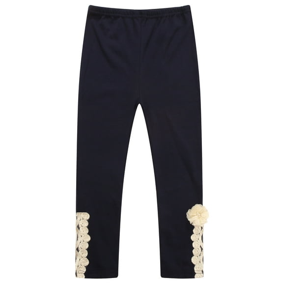 Richie House Girls' Knit Legging Pants with Lace Applique RH1620