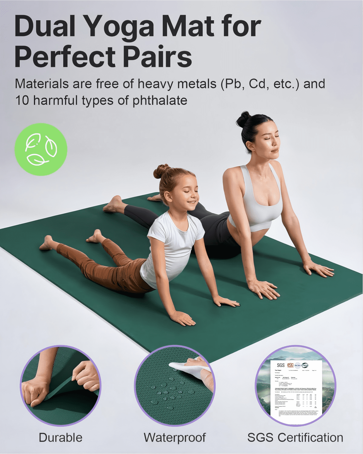 Large Yoga Mat (75 * 52 * 1/2inch),Extra Wide TPE Exercise Mat,Non-Slip Workout Mat for Pilates, Fitness, Barefoot, Home Gym Studio with Strap and Towel