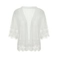 thumbnail image 5 of Caitzr Women's Casual Lace Cardigan Summer Lightweight Crochet Floral Short Sleeve Shrugs Mesh Sheer Bolero Cover Up, 5 of 8