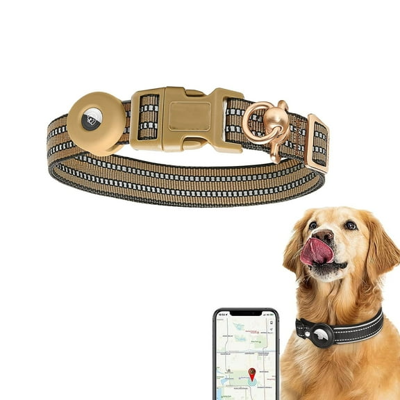 Airtag Dog Collar, Waterproof Integrated Air Tag Dog Collars, Adjustable Reflective GPS Dog Collar for Small Medium Large Dog (L, Green)