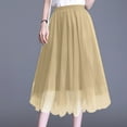thumbnail image 3 of Womens Midi Tulle Skirts Mesh Party Long Elastic High Waist A-Line Pleated Flowy Tutu Skirts Khaki M, 3 of 4